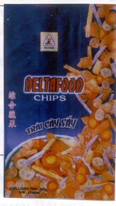 Nhãn hiệu DELTAFOOD CHIPS Trái Cây Sấy JAK DELTAFOOD CHUNG HO SHU KUO RAU QUA TONG HOP, hình DELTAFOOF CHIPS TRAI CAY SAY JAK DELTAFOOD CHUNG HO SHU KUO RAU QUA TONG HOP của Công ty TNHH thương mại Vi Na Mít, số đơn 4-2002-08483