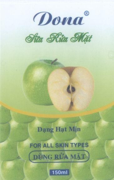 Cơ sở Kim Nga的DONA Sữa rửa mặt dạng hạt mịn 品牌, 申请号 4-2003-11075