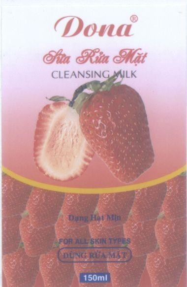 Cơ sở Kim Nga的DONA SữA RửA MặT CLEANSING MILK 品牌, 申请号 4-2003-11140