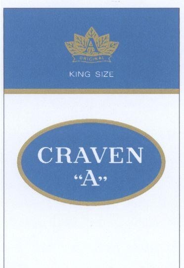 Nhãn hiệu A ORIGINAL KING SIZE CRAVEN A  của CARRERAS LIMITED, số đơn 4-2004-07084