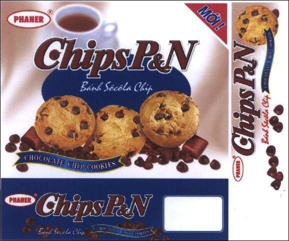 Nhãn hiệu PHANER CHIPS P&N Bánh Sôcôla CHIP CHOCOLATE COOKIES, hình PHANER CHIPS P N BANH SOCOLA CHIP CHOCOLATE COOKIES của Công ty TNHH chế biến thực phẩm & bánh kẹo Phạm Nguyên, số đơn 4-2004-09786