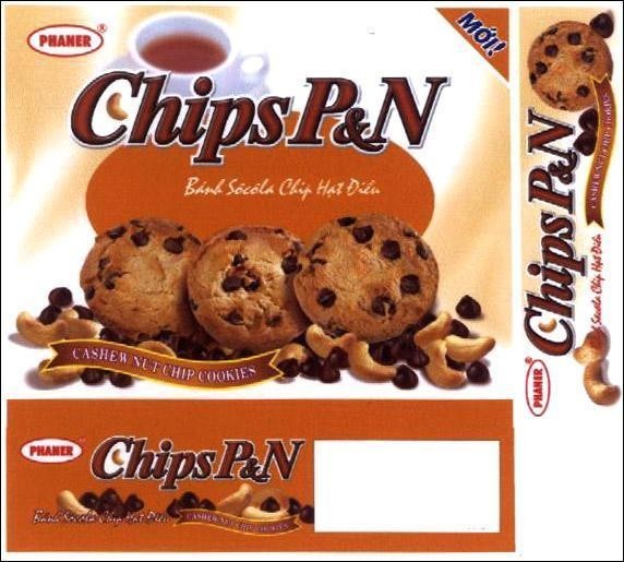 Nhãn hiệu PHANER CHIP P&N Bánh Sôcôla CHIP Hạt Điều CASHEW NUT COOKIES, hình PHANER CHIP P N BANH SOCOLA CHIP HAT DIEU CASHEW NUT COOKIES của Công ty TNHH chế biến thực phẩm & bánh kẹo Phạm Nguyên, số đơn 4-2004-09789