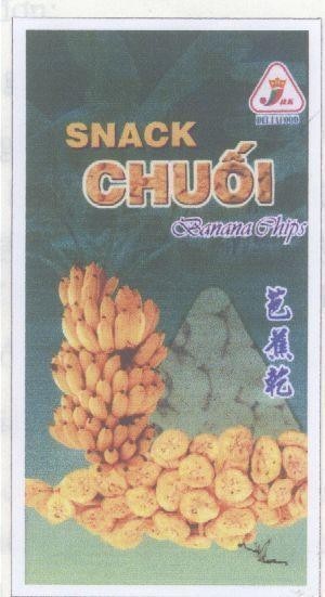 Nhãn hiệu JAK DELTAFOOD SNACK Chuối BANANA CHIPS PA CHIAO KAN SAY, hình JAK DELTAFOOD SNACK CHUOI BANANA CHIPS PA CHIAO KAN SAY của Công ty TNHH thương mại Vi Na Mít, số đơn 4-2004-13035