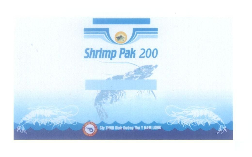 Công ty TNHH thương mại và sản xuất dinh dưỡng thú y Nam Long的SHRIMP PAK 200 NAM LONG 品牌, 申请号 4-2005-10801