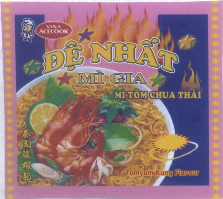 Nhãn hiệu Đệ Nhất mì gia mì tôm chua thái VINA ACECOOK Tomyum Kung Flavour, hình DE NHAT MI GIA MI TOM CHUA THAI VINA ACECOOK TOMYUM KUNG FLAVOUR của Công ty cổ phần Acecook Việt Nam, số đơn 4-2006-04898