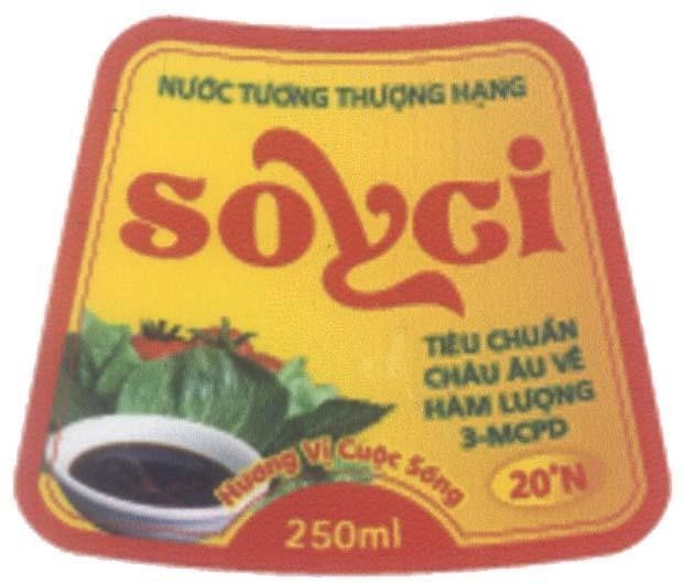 Nhãn hiệu SOYCI nước tương thượng hạng tiêu chuẩn châu âu về lượng 3-MCPD, Hương Vị Cuộc Sống 250ml  của Công ty cổ phần dầu thực vật Tường An, số đơn 4-2006-07171