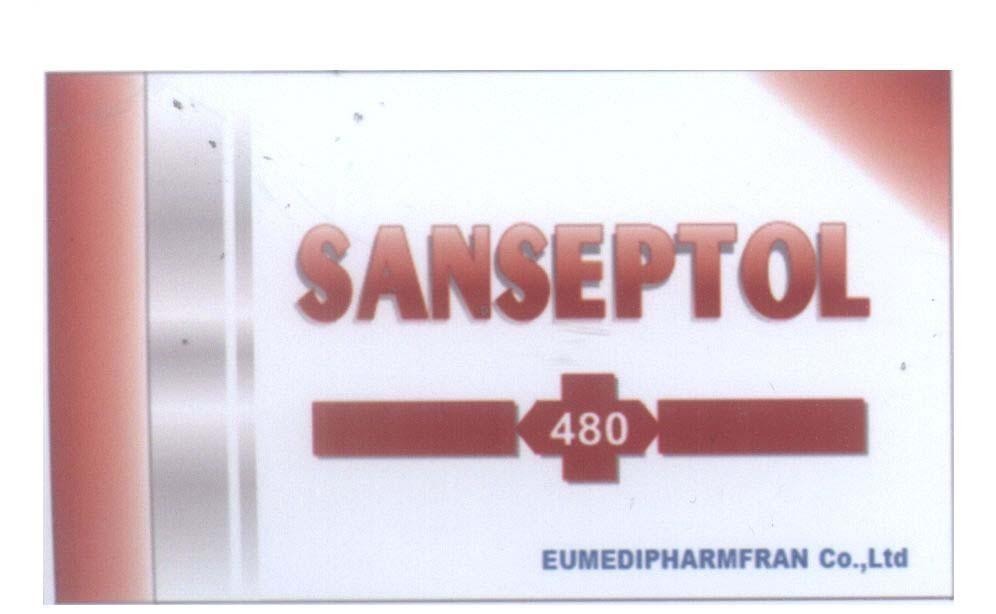 Nhãn hiệu SANSEPTOL + 480 EUMEDIPHARMFRAN Co.,Ltd, hình SANSEPTOL + 480 EUMEDIPHARMFRAN CO LTD SASEPTOL SANEPTOL SANSEPOL SANSETOL SASEPOL SASEPOL SANEPOL SANETOL EUMEDI PHARM FRAN của Công ty cổ phần y dược Pháp Âu, số đơn 4-2006-09882