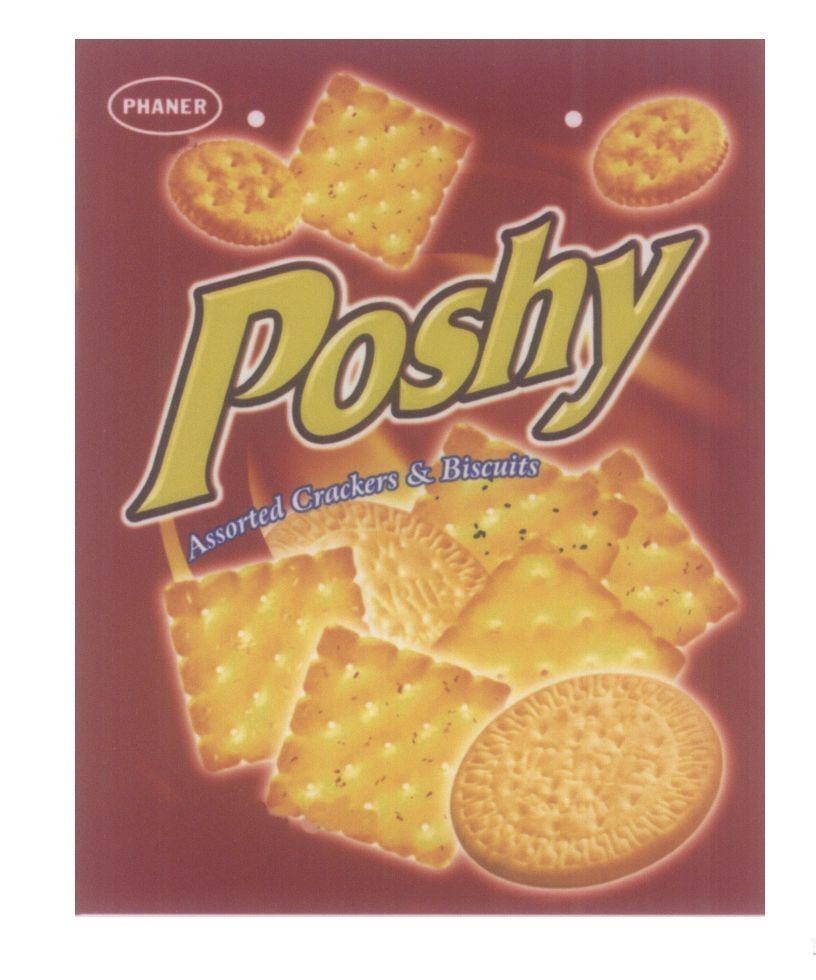 Nhãn hiệu Poshy PHANER Assorted Crackers & Biscuits  của Công ty TNHH chế biến thực phẩm & bánh kẹo Phạm Nguyên, số đơn 4-2007-25893
