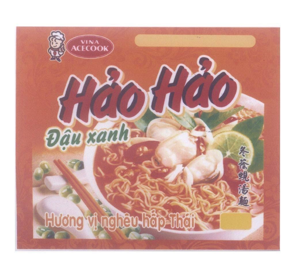 Nhãn hiệu Hảo Hảo Đậu xanh VINA ACECOOK Hương vị nghêu hấp Thái [Tôn in hăm thăng men:hương vị nghêu hấp thái]  của Công ty cổ phần Acecook Việt Nam (ACECOOK VIETNAM JSC), số đơn 4-2008-23034