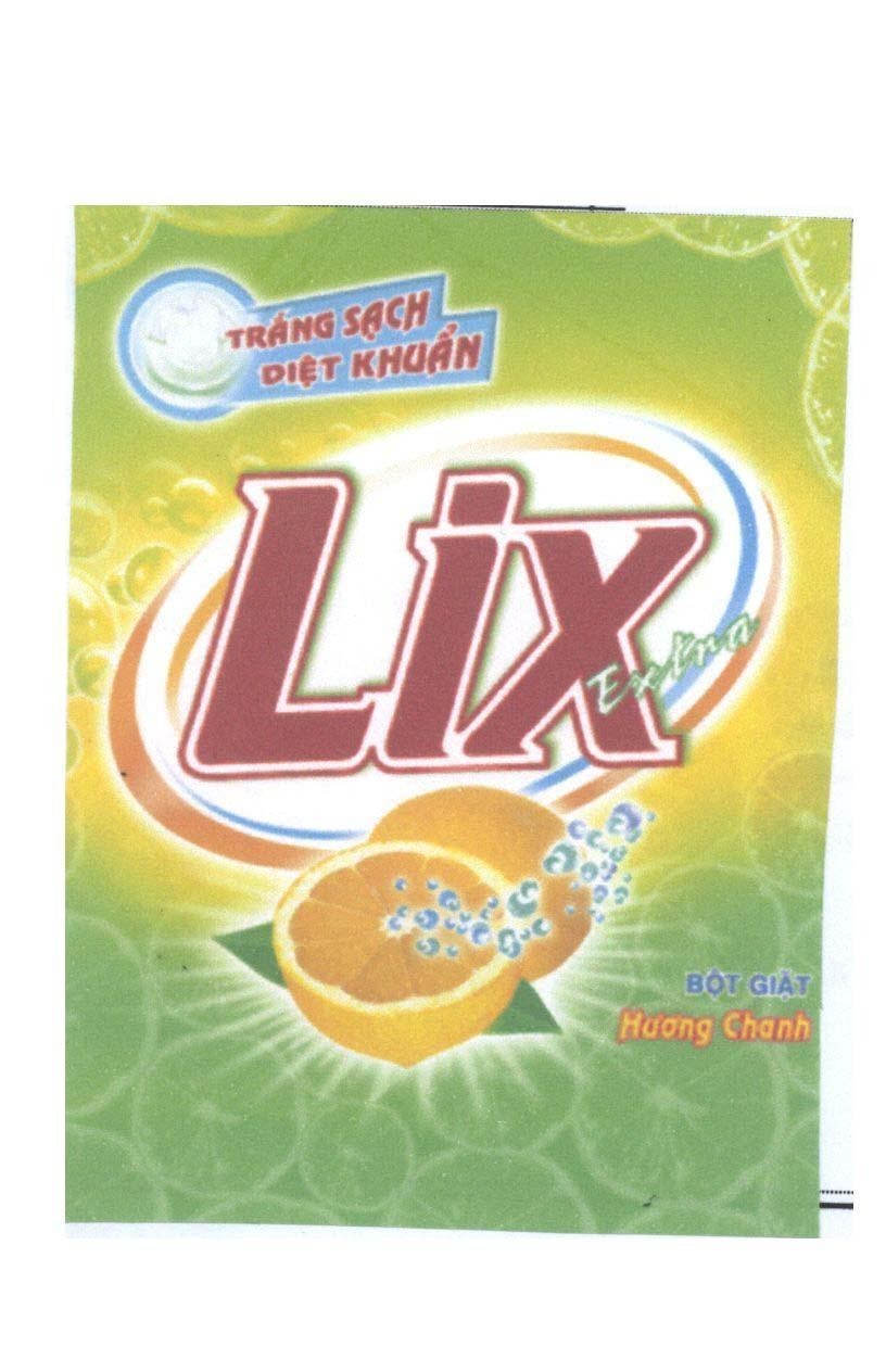 Nhãn hiệu LIX Bột Giặt Hương Chanh Trắng Sạch Diệt Khuẩn, hình LIX BOT GIAT HUONG CHANH TRANG SACH DIET KHUAN của Công ty cổ phần bột giặt LIX, số đơn 4-2009-22691