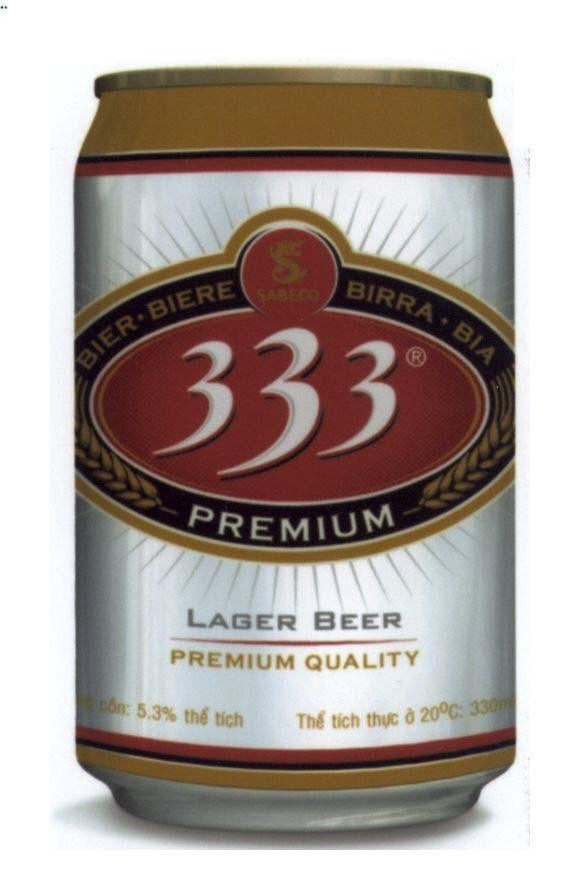 SABECO 333 PREMIUM LAGER BEER BIER BIERE BIRRA BIA, hình SABECO 333 S PREMIUM LAGER BEER BIER BIERE BIRRA BIA