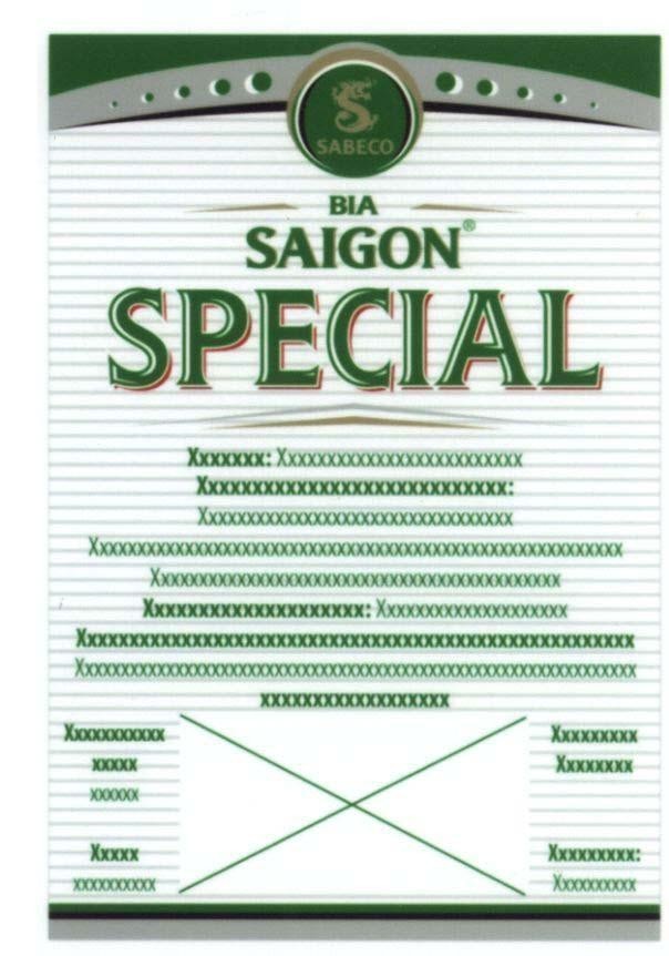Nhãn hiệu BIA SAIGON SPECIAL SABECO  của Tổng công ty cổ phần bia - rượu - nước giải khát Sài Gòn, số đơn 4-2009-28238