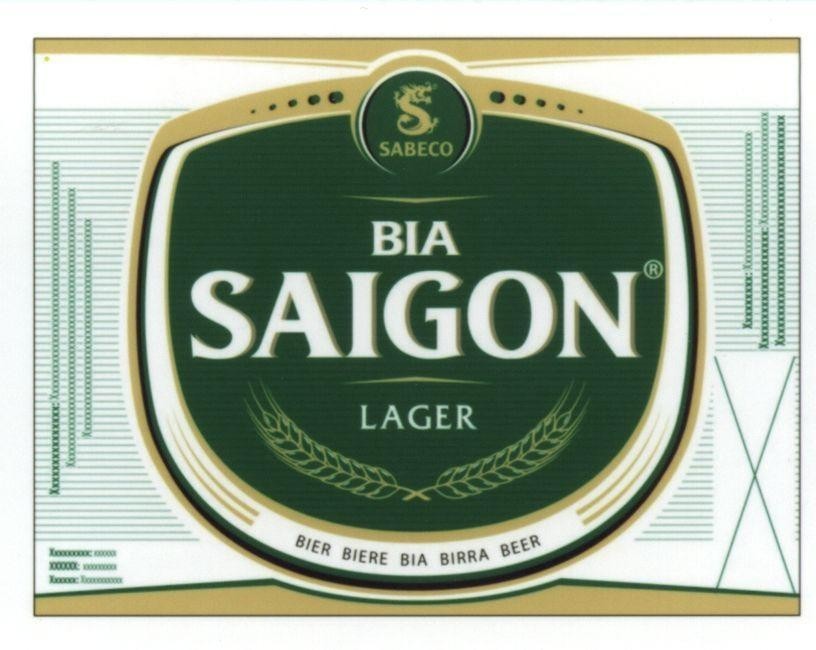 Nhãn hiệu BIA SAIGON LAGER SABECO BEER BIERE BIA BIRRA BEER  của Tổng công ty cổ phần bia - rượu - nước giải khát Sài Gòn, số đơn 4-2009-28239