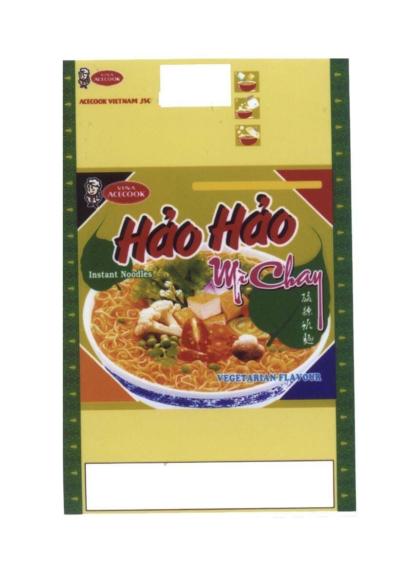 Nhãn hiệu Hảo Hảo VINA ACECOOK ACECOOK VIETNAM JSC Instant Noodles mì chay VEGETARIAN FLAVOUR [ma la mian: mì vị chay]  của Công ty cổ phần Acecook Việt Nam (Acecook VietNam Jsc.), số đơn 4-2010-05942