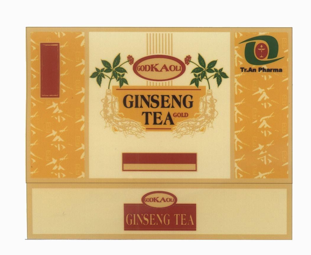 Công ty cổ phần thương mại và dược phẩm Trường An的GODKAOLI Tr.An Pharma GINSENG TEA GOLD 品牌, 申请号 4-2010-18585
