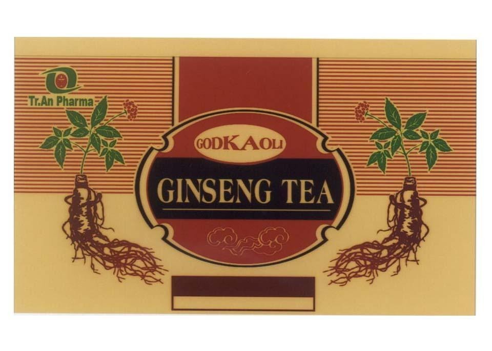 Công ty cổ phần thương mại và dược phẩm Trường An的GODKAOLI Tr.An Pharma GINSENG TEA 品牌, 申请号 4-2010-18586