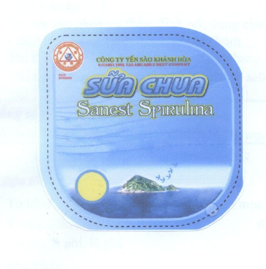 Nhãn hiệu Sữa Chua Sanest Spirulina Công Ty Yến Sào khánh Hoà KHANH HOA SALANGANES NEST COMPANY HACCP-ISO 9001:2008  của Công ty TNHH nhà nước một thành viên Yến Sào Khánh Hòa, số đơn 4-2011-01855