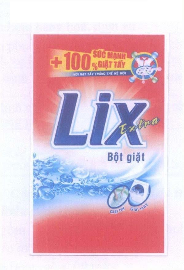 Nhãn hiệu Lix Extra Bột giặt Extra 100% Sức Mạnh Giặt Tẩy  của Công ty cổ phần bột giặt LIX, số đơn 4-2011-14737