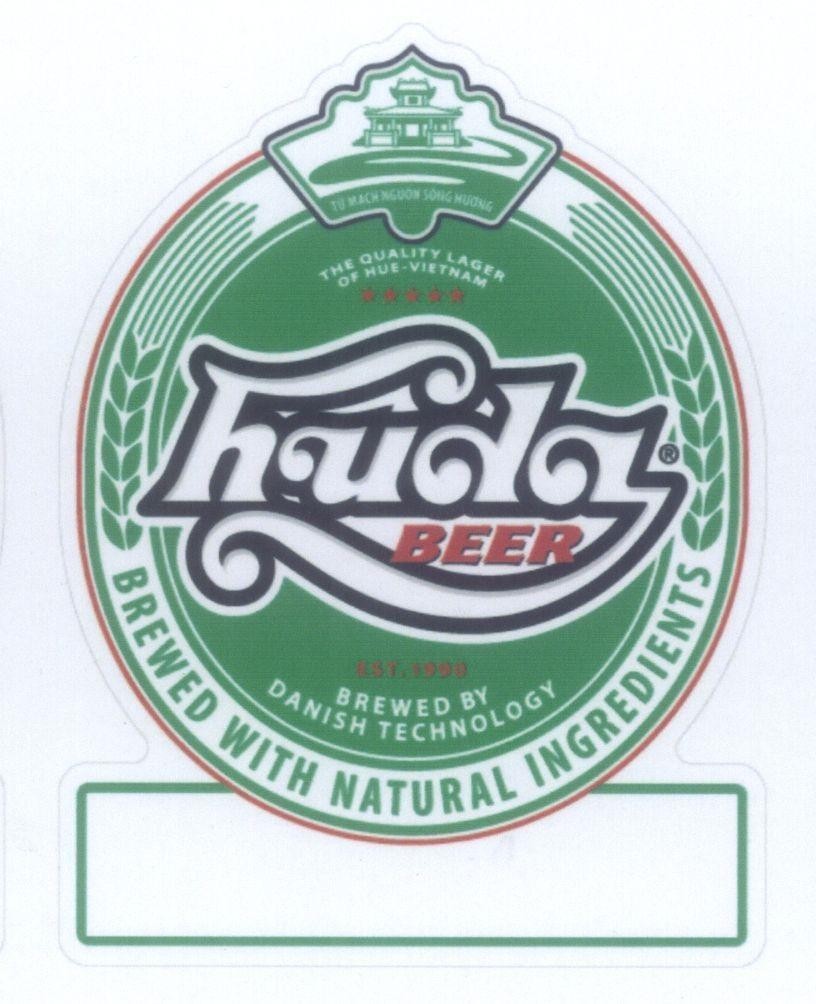 huda BEER BREWED WITH NATURAL INGREDIENTS THE QUALITY LAGER OF HUE - VIETNAM SINCE 1990 BREWED BY DANISH TECHNOLOGY 