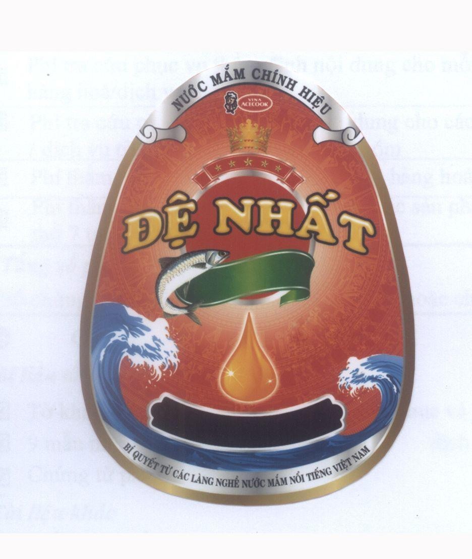 Nhãn hiệu VINA ACECOOK Đệ Nhất Nước Mắm Chính Hiệu Bí Quyết Từ Các Làng Nghề Nước Mắm Nổi Tiếng Việt Nam  của Công ty cổ phần ACECOOK Việt Nam (ACECOOK VIETNAM JSC), số đơn 4-2011-25591