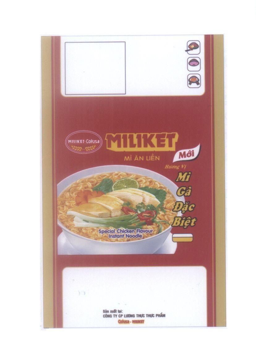 MILIKET MILIKET-Colusa Mì Ăn Liền Mới Hương Vị Mì Gà Đặc Biệt Special Chicken Flavour Instant Noodle Sản xuất tại: CÔNG 
