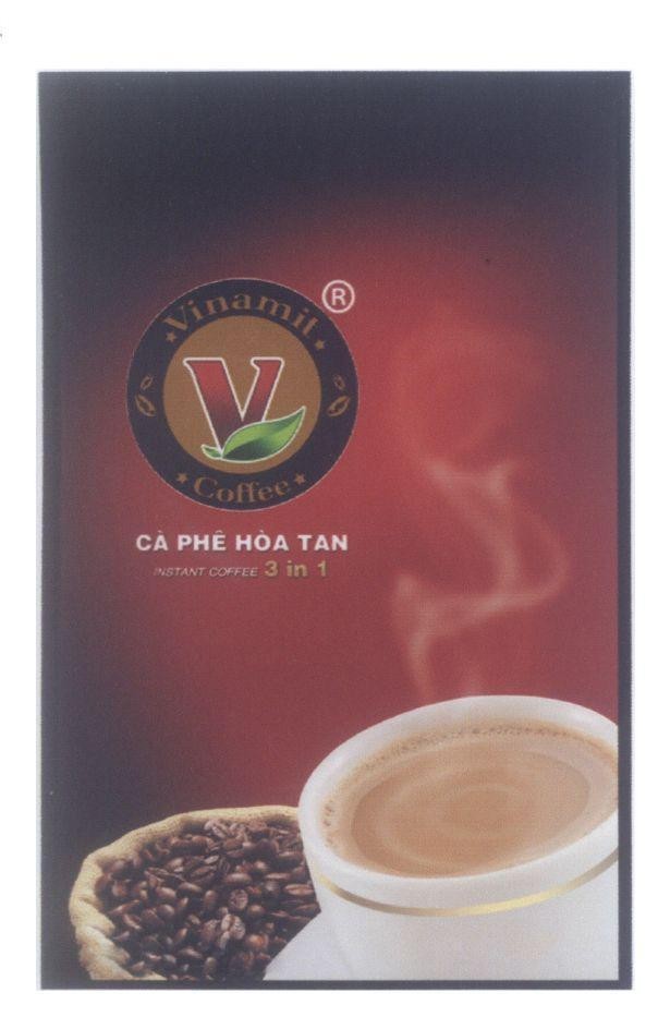 Nhãn hiệu V Vinamit Coffee Cà Phê Hoà Tan INSTANT COFFEE 3 in 1  của Công ty cổ phần VI NA MIT, số đơn 4-2012-15138
