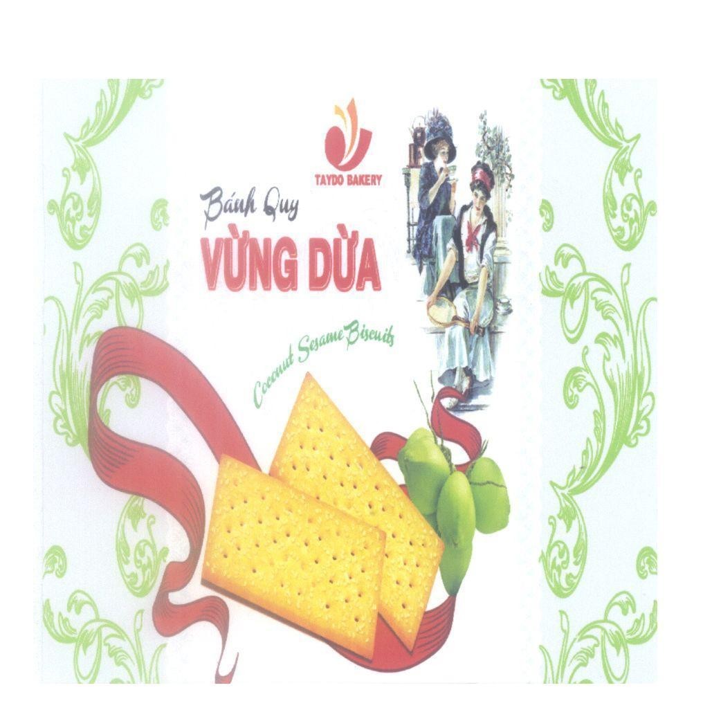 Nhãn hiệu Bánh Quy Vừng Dừa TAYDO BAKERY Coconut Sesame Biscuist  của Công ty cổ phần sản xuất và kinh doanh thực phẩm Tây Đô, số đơn 4-2012-22259