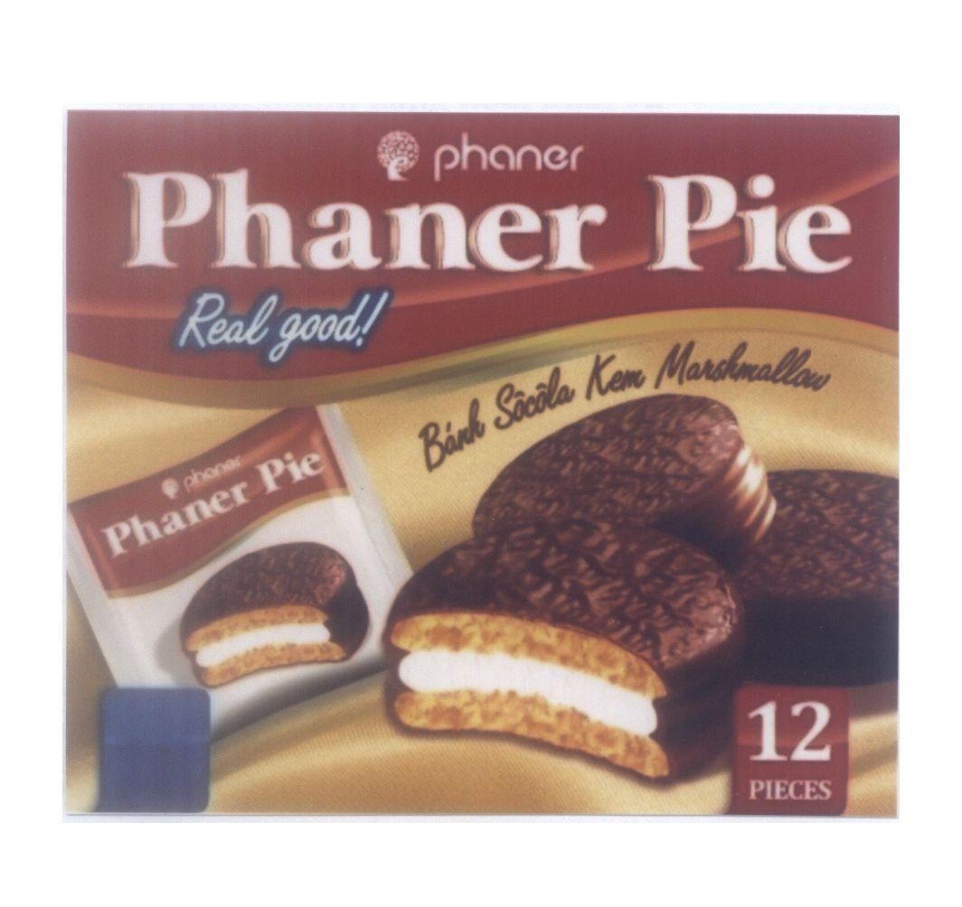 Nhãn hiệu Phaner Pie Realgood! P phaner Bánh Sôcôla Kem Marshmallow 12 PIECES  của Công ty TNHH chế biến thực phẩm & bánh kẹo Phạm Nguyên, số đơn 4-2012-26858