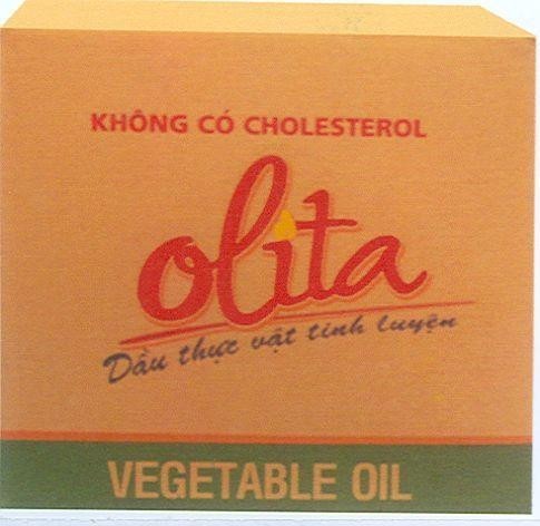 Nhãn hiệu Olita VEGETABLE OIL Không Có Cholesterol Dầu thực vật tinh luyện  của Công ty cổ phần dầu thực vật Tường An, số đơn 4-2013-06471