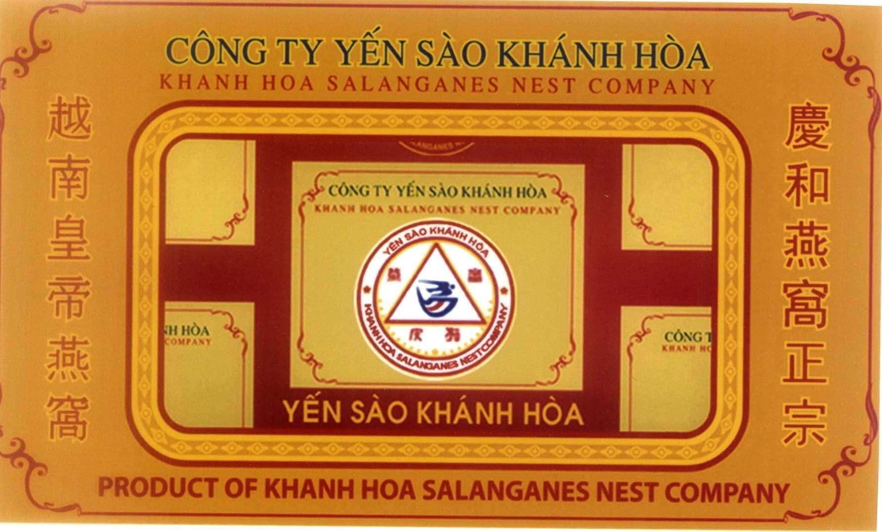 Nhãn hiệu Công ty Yến Sào Khánh Hoà PRODUCT OF KHANH HOA SALANGANES NEST COMPANY [Yan wo qing he, Yuen an huang di yan wo]  của Công ty TNHH nhà nước một thành viên Yến Sào Khánh Hòa, số đơn 4-2013-07585