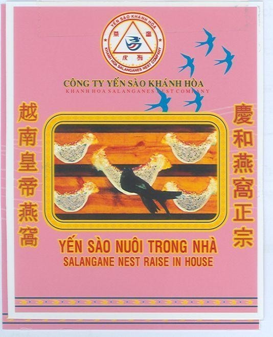 Nhãn hiệu Yến Sào Nuôi Trong Nhà SALANGANE NEST RAISE IN HOUSE Công Ty Yến Sào Khánh Hoà [Yan wo qing he, Yuen an haung di yan wo]  của Công ty TNHH nhà nước một thành viên Yến Sào Khánh Hòa, số đơn 4-2013-07588