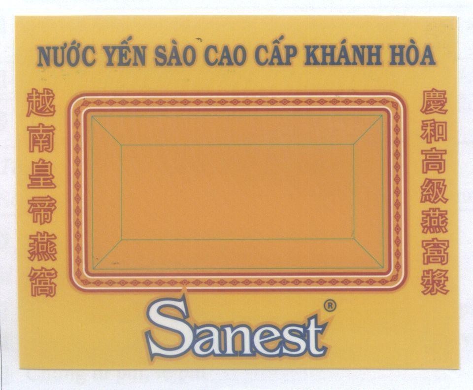 Nhãn hiệu Sanest Nước Yến Sào Cao Cấp Khánh Hoà [Yến sào Hoàng Đế Việt Nam, Nước Yến Sào Cao Cấp Khánh Hoà]  của Công ty TNHH nhà nước một thành viên Yến Sào Khánh Hòa, số đơn 4-2013-08338