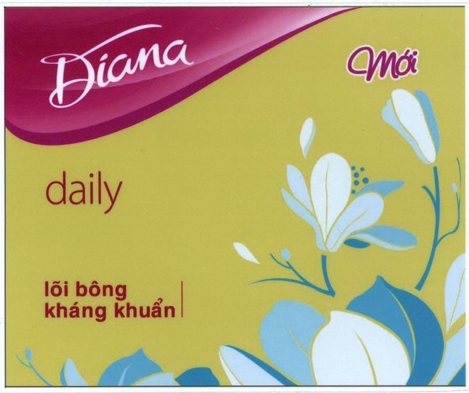 Nhãn hiệu Diana daily lõi bông kháng khuẩn mới  của Công ty cổ phần DIANA UNICHARM, số đơn 4-2013-13323