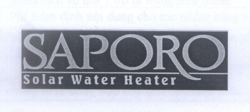 Nhãn hiệu SAPORO Solar Water Heater  của Công ty TNHH sản xuất thương mại Hoàng Trung Nam, số đơn 4-2013-24402