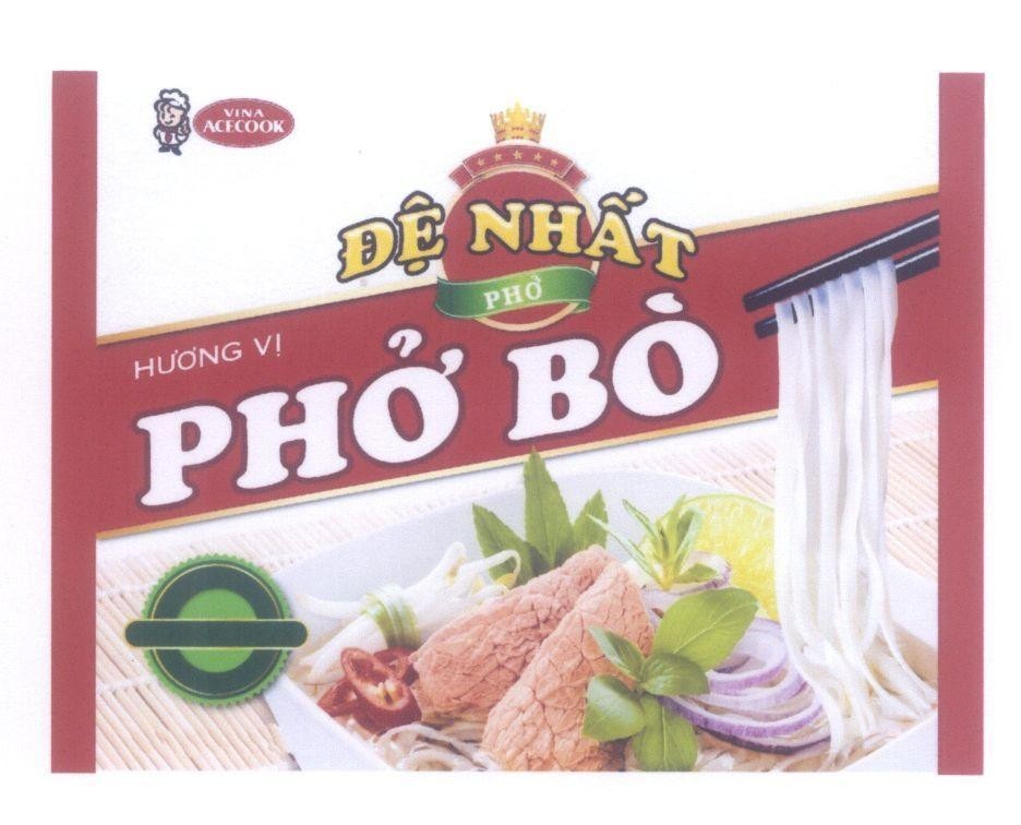 Nhãn hiệu VINA ACECOOK Đệ Nhất Phở Hương Vị Phở Bò  của Công ty cổ phần Acecook Việt Nam, số đơn 4-2013-25466