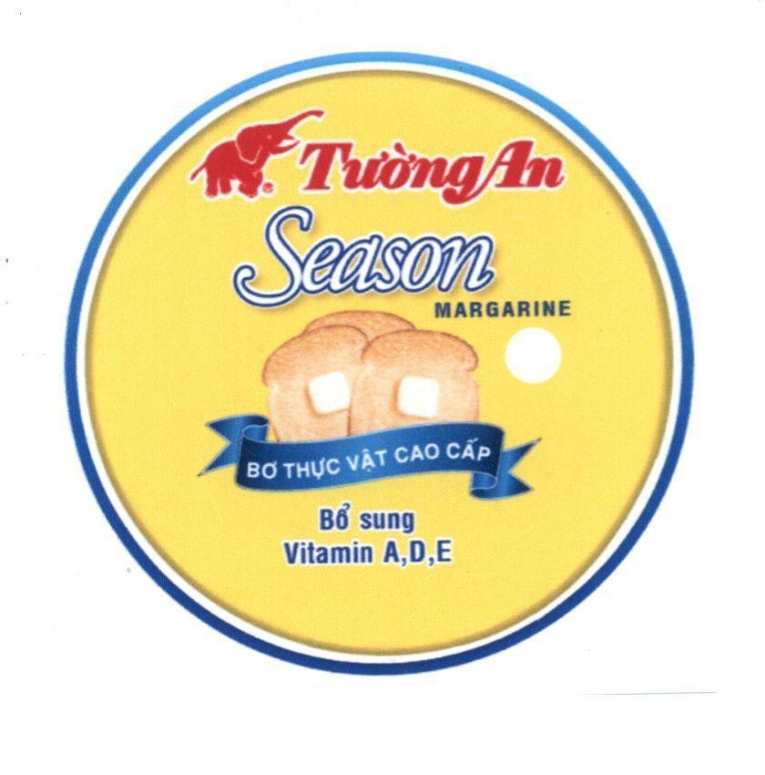 Nhãn hiệu Tường An Season MARGARINE Bơ Thực Vật Cao Cấp Bổ sung Vitamin A, D, E  của Công ty cổ phần dầu thực vật Tường An, số đơn 4-2013-25820