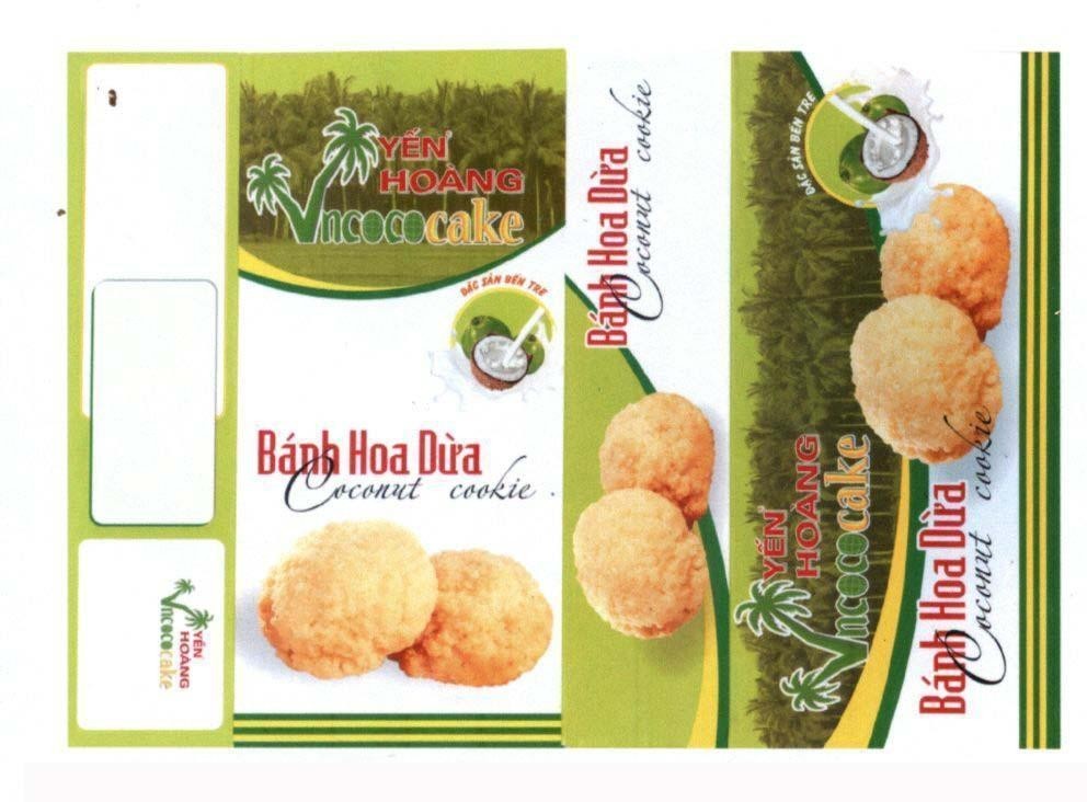 Nhãn hiệu Bánh Hoa Dừa Yến Hoàng Vncococake Coconut cookie  của Công ty TNHH Vĩnh Tiến, số đơn 4-2014-00356