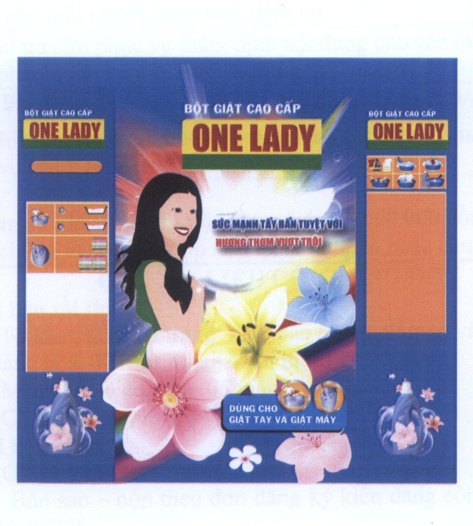 Nhãn hiệu ONE LADY Bột Giặt Cao Cấp Dùng Cho Giặt Tay Và Giặt Máy  của Công ty TNHH thương mại và đầu tư Việt Xanh, số đơn 4-2014-03015