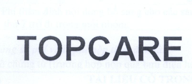Trademark TOPCARE  of Công ty TNHH một thành viên sản xuất thương mại mỹ phẩm Seven Nine, application No 4-2014-05806