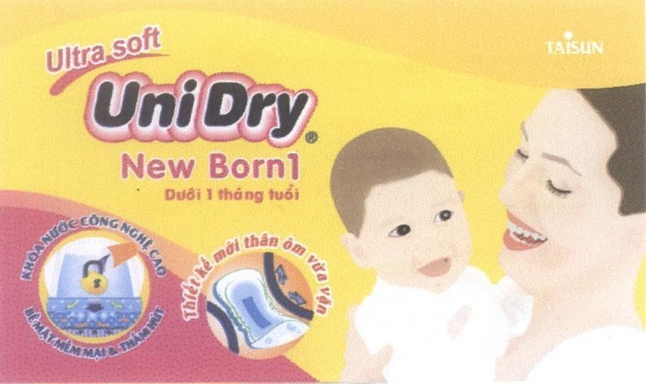 Trademark TAISUN UniDry New Born 1 dưới 1 tháng tuổi Thiết kế mới thân ôm vừa vặn Khóa nước công nghệ cao...  of Công ty TNHH TAISUN Việt Nam, application No 4-2014-07030