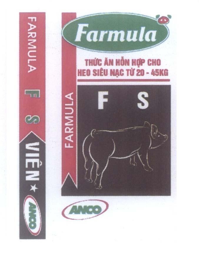 Trademark ANCO Farmula FARMULA F S VIÊN ANCO FARMULA F S VIÊN ANCO Thức Ăn Hỗn Hợp Cho Heo Siêu Nạc Từ 20 - 45Kg FARMULA  of Công ty TNHH De Heus, application No 4-2014-08888