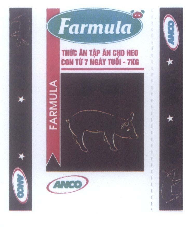Trademark ANCO Farmula ANCO FARMULA ANCO Thức Ăn Tập Ăn Cho Heo Con Từ 7 Ngày Tuổi - 7Kg  of Công ty TNHH De Heus, application No 4-2014-08889