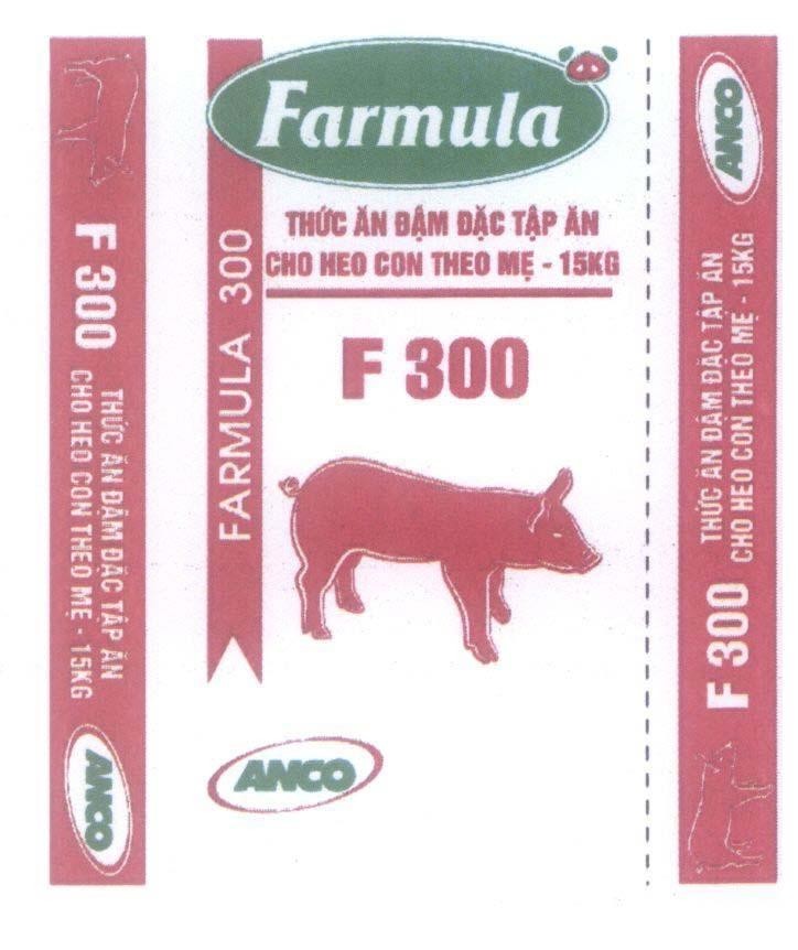 Trademark Farmula F300 ANCO Thức Ăn Đậm Đặc Tập Ăn Cho Heo Con Theo Mẹ - 15Kg  of Công ty TNHH De Heus, application No 4-2014-08896