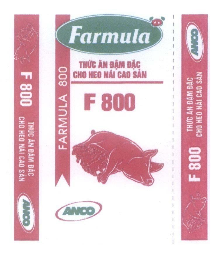 Trademark Farmula F800 Thức Ăn Đậm Đặc Cho Heo Nái Cao Sản  of Công ty TNHH De Heus, application No 4-2014-08898