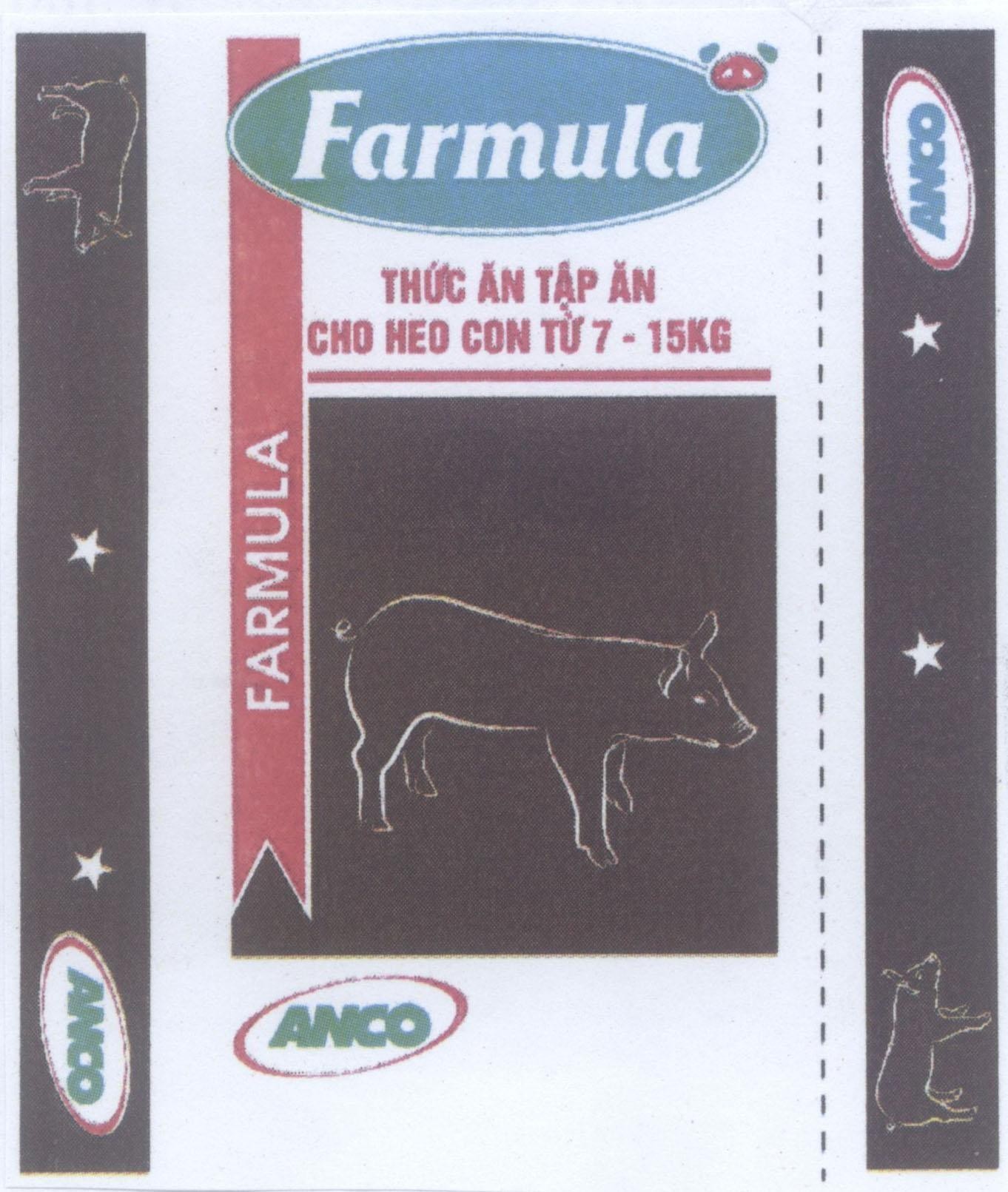 Trademark Farmula FARMULA ANCO ANCO ANCO Thức Ăn Tập Ăn Cho Heo Con Từ 7 - 15KG  of Công ty TNHH De Heus, application No 4-2014-08900
