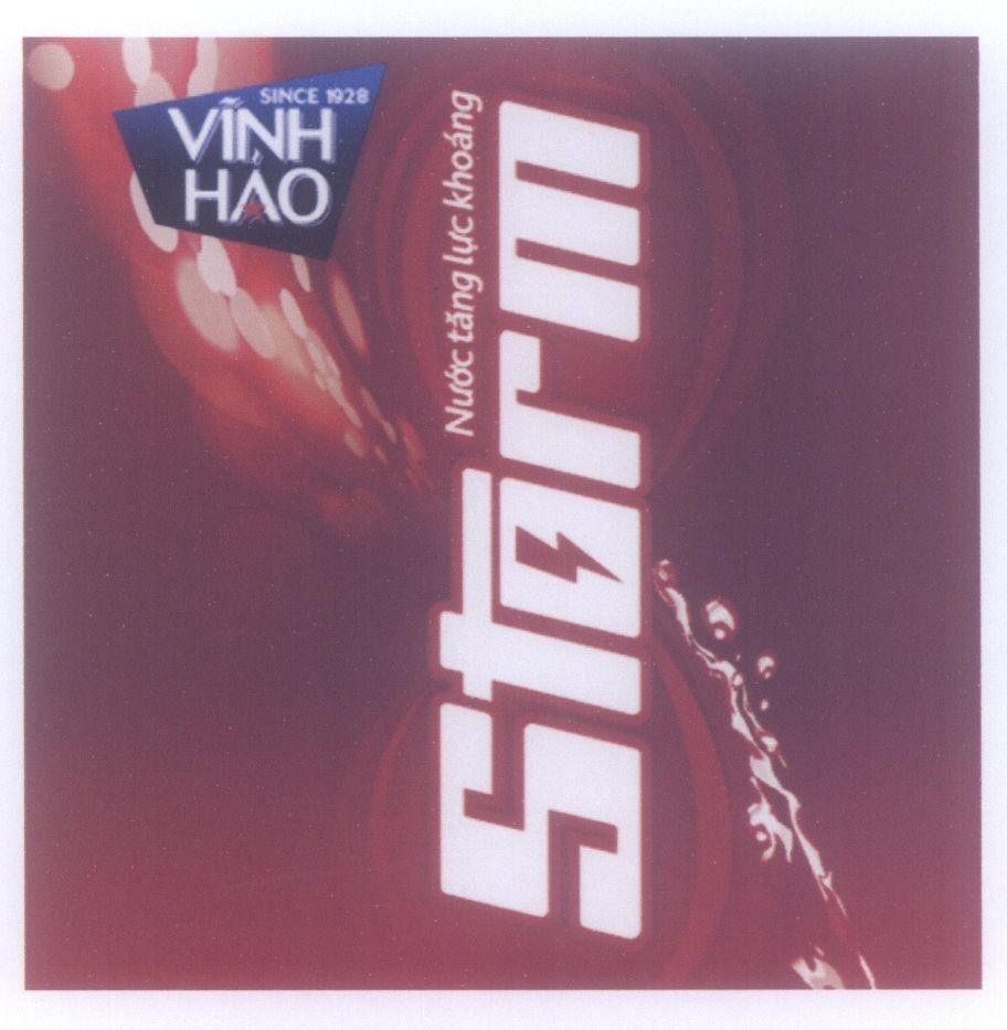 Nhãn hiệu Storm Vĩnh Hảo Nước tăng lực khoáng Since 1928  của Công ty cổ phần nước khoáng Vĩnh Hảo, số đơn 4-2014-11680