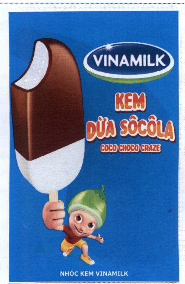 Trademark VINAMILK KEM Dừa Sôcôla coco choco craze nhóc kem Vinamilk, hình VINAMILK KEM DUA SOCOLA COCO CHOCO CRAZE NHOC KEM VINAMILK of Công ty cổ phần sữa Việt Nam (VINAMILK), application No 4-2014-18853
