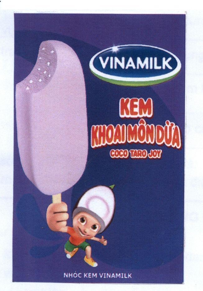 Trademark VINAMILK KEM Khoai Môn Dừa COCO TARO JOY Nhóc Kem Vinamilk, hình VINAMILK KEM KHOAI MON DUA COCO TARO JOY NHOC KEM VINAMILK of Công ty cổ phần sữa Việt Nam (VINAMILK), application No 4-2014-18858