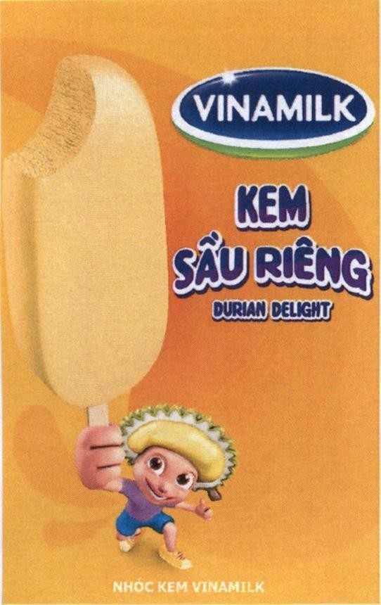 Trademark VINAMILK Kem Sầu Riêng DURIAN DELIGHT nhóc kem Vinamilk, hình VINAMILK KEM SAU RIENG DURIAN DELIGHT NHOC KEM VINAMILK of Công ty cổ phần sữa Việt Nam (VINAMILK), application No 4-2014-18859