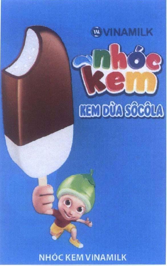 Nhãn hiệu VINAMILK V N nhóc kem Kem Dừa Sôcôla Nhóc Kem VINAMILK  của Công ty cổ phần Sữa Việt Nam (VINAMILK), số đơn 4-2014-22545